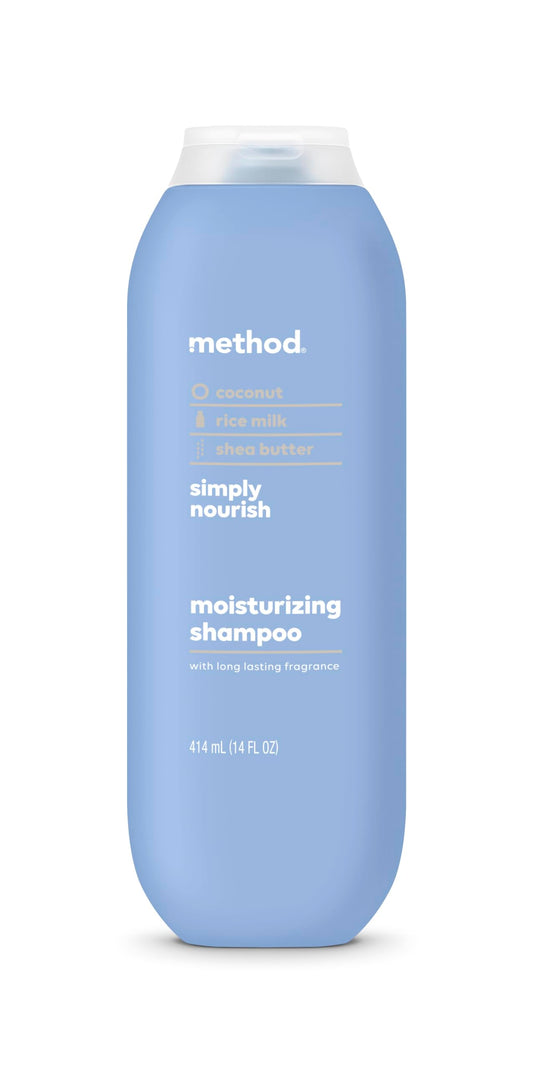 Method Moisturizing Shampoo, Simply Nourish with Shea Butter, Coconut, and Rice Milk Scent Notes, Paraben and Sulfate Free, 14 oz (Pack of 1)