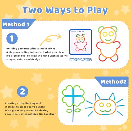 142pcs Wooden Pattern Blocks & Tangram Puzzle Set – STEM Brain Teaser, Montessori Activity Toy for Kids Ages 3-5, Gift for Boys & Girls