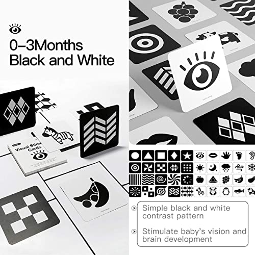 beiens High Contrast Baby Flashcards, 80pcs 160 Pages, Black & White + Color, Visual Stimulation Learning Cards for 0-36 Months