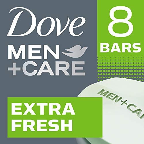 DOVE MEN+CARE 3-in-1 Bar Cleanser for Body, Face & Shaving, Extra Fresh, Moisturizing Soap Alternative, 3.75oz, Pack of 8