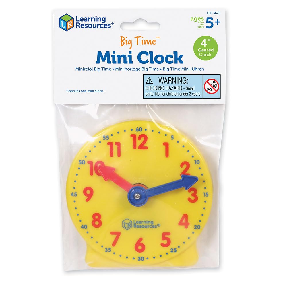 Learning Resources Big Time Mini Clock, Teaching Clock, Classroom Accessories, Ages 5and UP