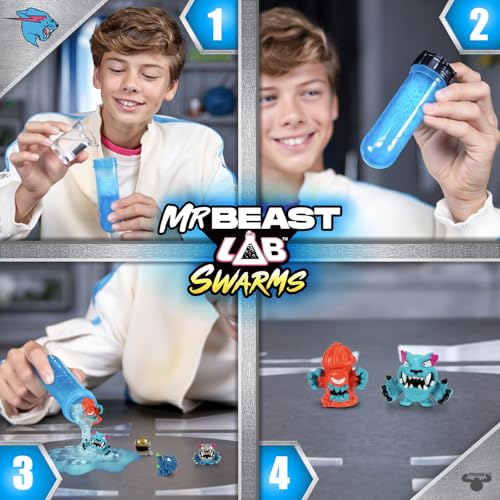 MrBeast Lab Swarms Lab Pack – 5 PK 1" Collectible Figures, Experiment with Water & Shake Test Tube, 100+ to Collect, Limited Hyperchrome Panther