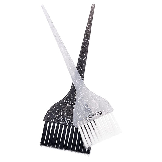 Colortrak Galaxy Glitter Hair Color Brush Set – 2-Piece Highlighting & Coloring Kit with Wide Soft & Stiff Bristle Brushes for Large Sections