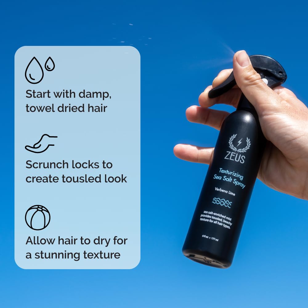 ZEUS Sea Salt Hair Spray | Volumizing & Texturizing Mist for Effortless Beachy Hair | Lightweight Hold, Matte Finish & Nourishing Formula | Made in USA