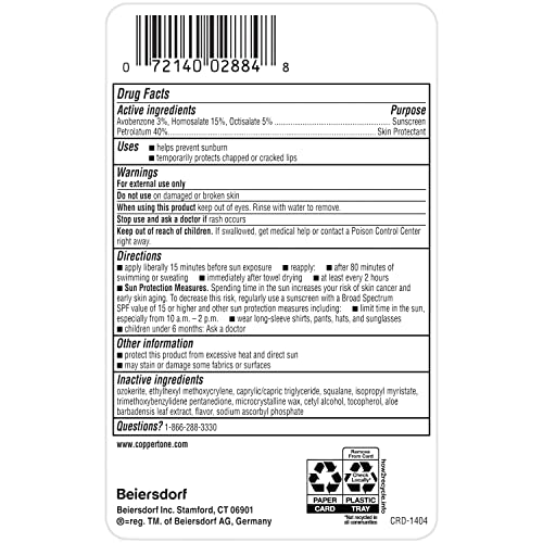 Coppertone Sport Sunscreen Lip Balm, SPF 50 Sunscreen for Lips, Skin Protectant, 0.13 Oz