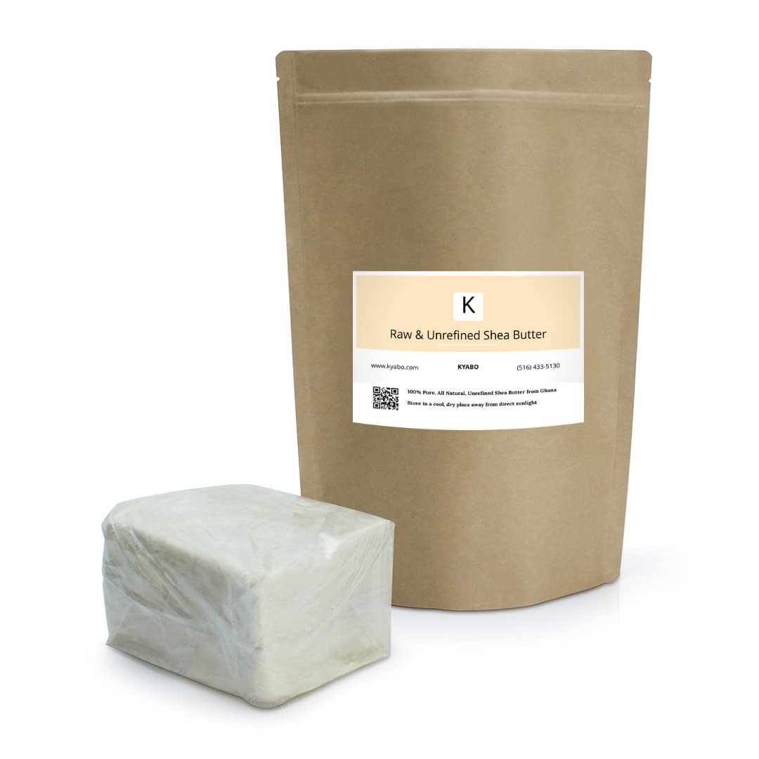 Kyabo 5lb Pure African White Ivory Shea Butter – 100% Natural, Virgin, RAW, Organic, Unrefined, Skin, Hair & Body Care, Non-GMO