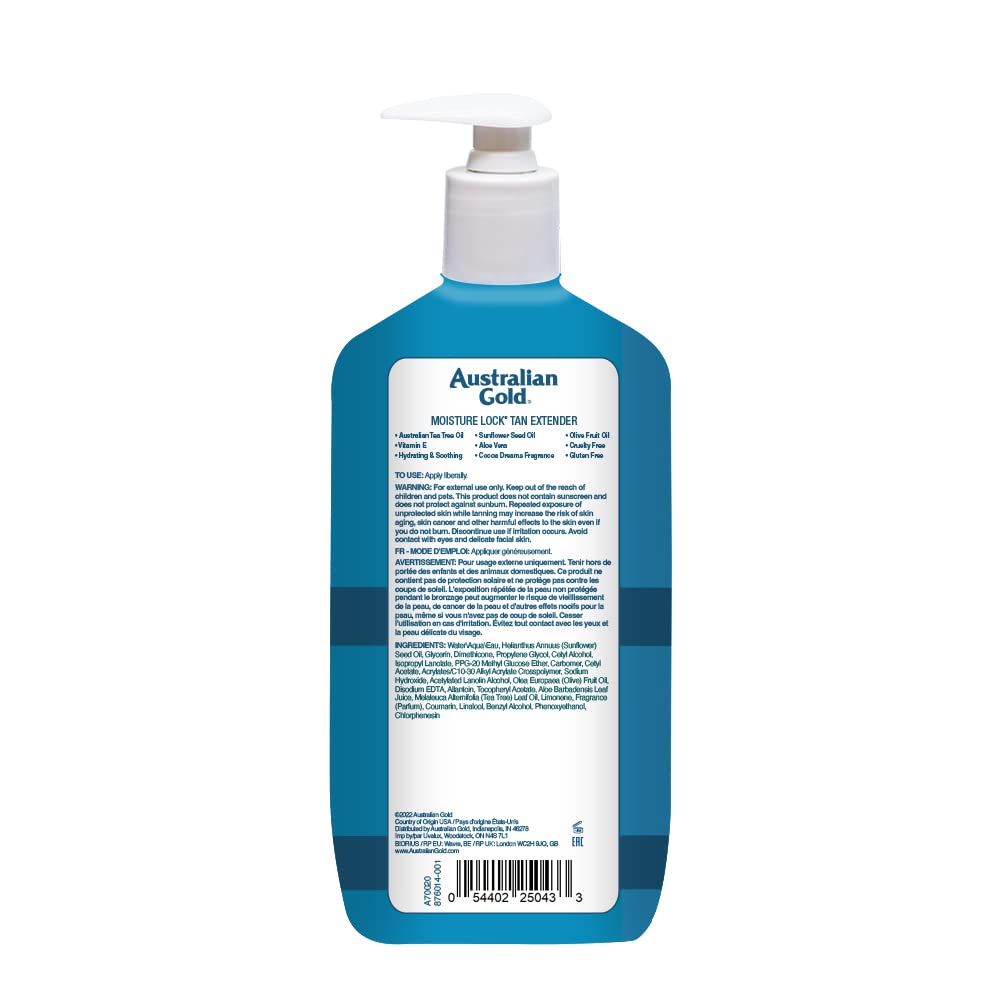 Australian Gold Moisturer Lock Tan Extender Lotion, Enriched with Vitamin E, Aloe Vera, 16 Fl Oz