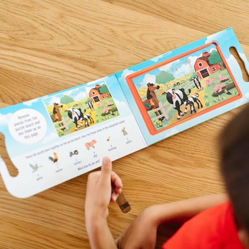 Melissa & Doug Take-Along Magnetic Jigsaw Puzzle Set – On the Farm, 2 x 15 Pieces, Travel Activity Toy for Kids Ages 3+, FSC Certified