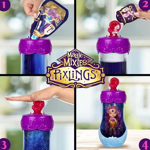 Magic Mixies Pixlings Deluxe Pack - Pippa the Firehorse, Shimmer Reveal 6.5" Pixling Doll with Exclusive Mini Mixies & 6 Hair Accessories