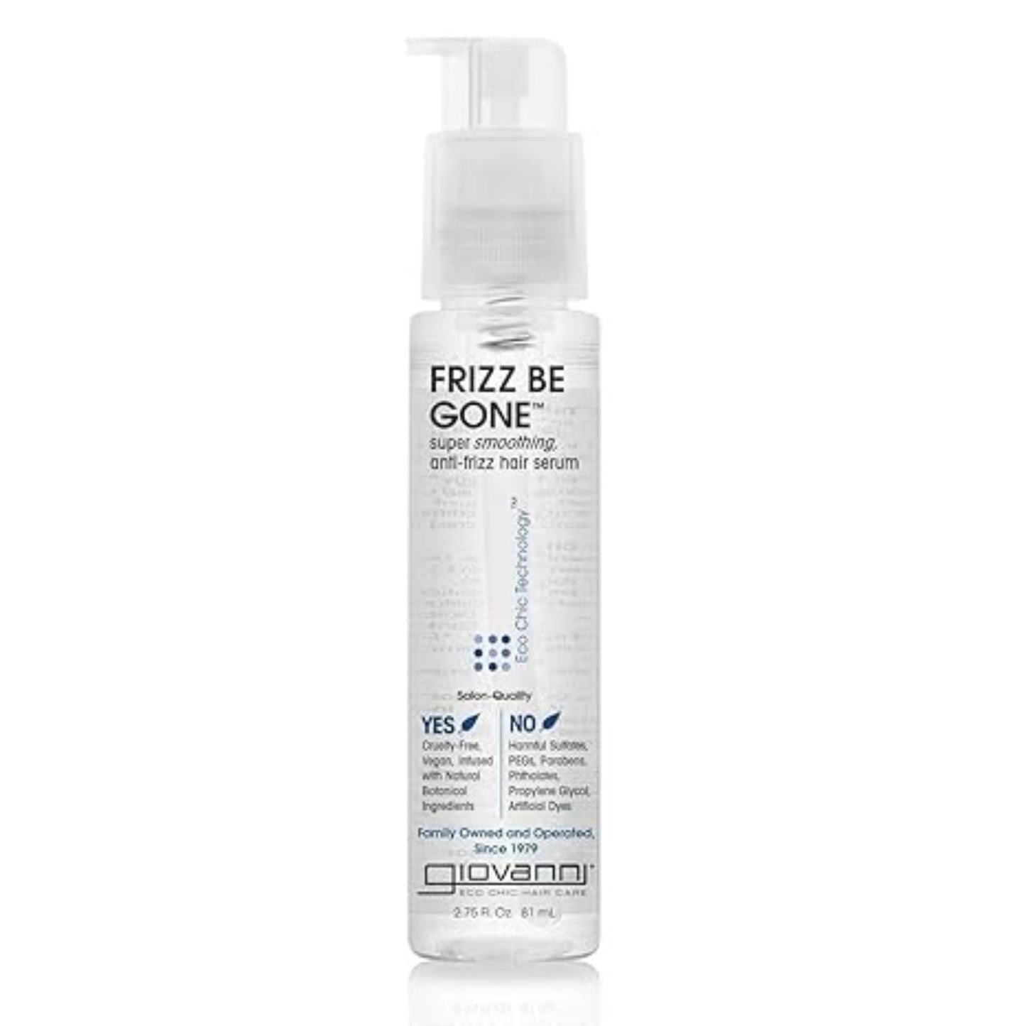 GIOVANNI Frizz Be Gone Anti-Frizz Hair Serum – Smooths, Adds Shine & Seals Color – Infused with Natural Botanicals, Paraben-Free, 2.75 oz