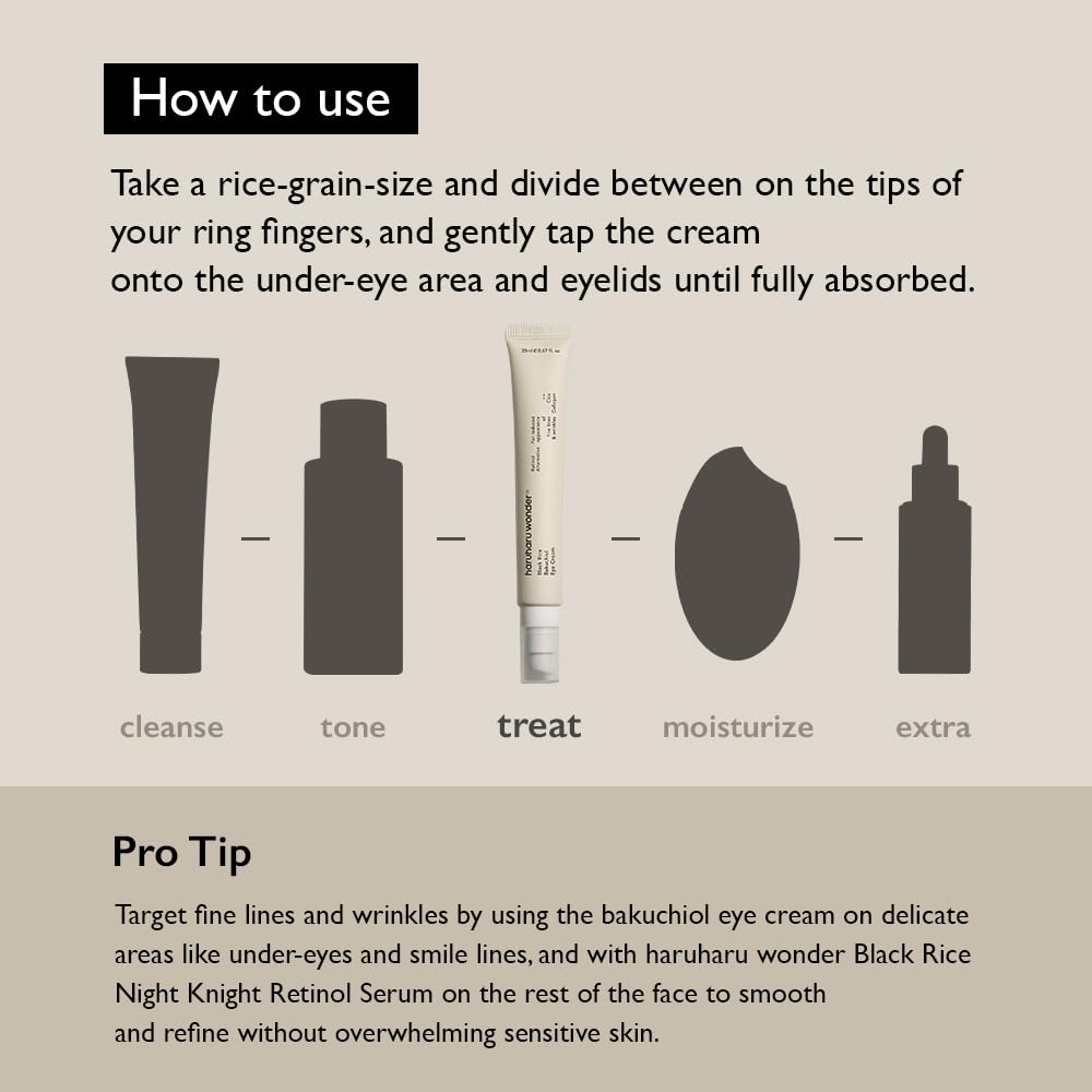 Haruharu Wonder Black Rice Bakuchiol Eye Cream 0.67 fl.oz / 20ml | Anti-Aging, Wrinkle Care, Natural Retinol Alternative | Cruelty Free, EWG-Green