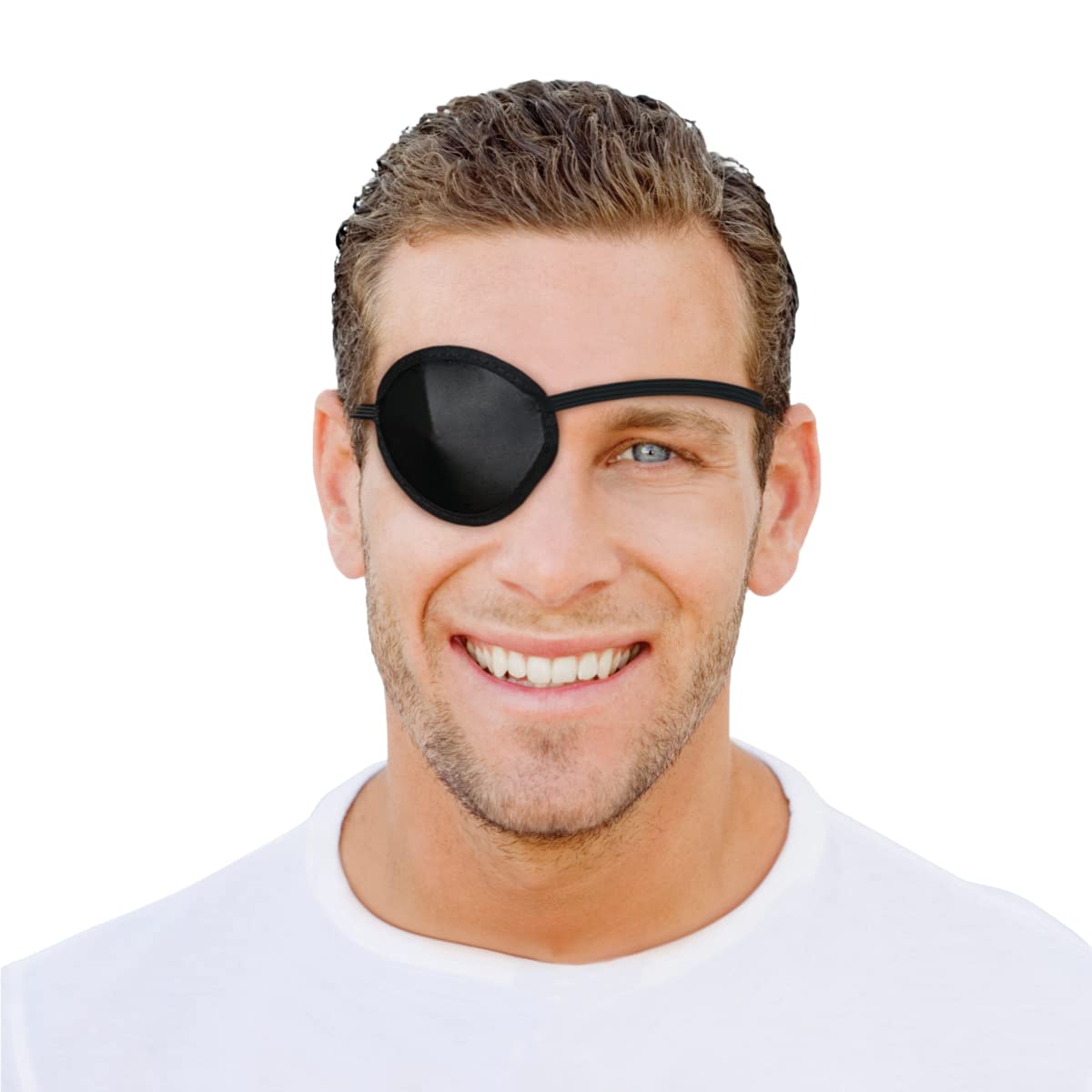 Flents Black Eye Patch, Concave Shape, Lightweight & Adjustable, Pressure-Free Comfort, Amblyopia, Eye Protection & Recovery