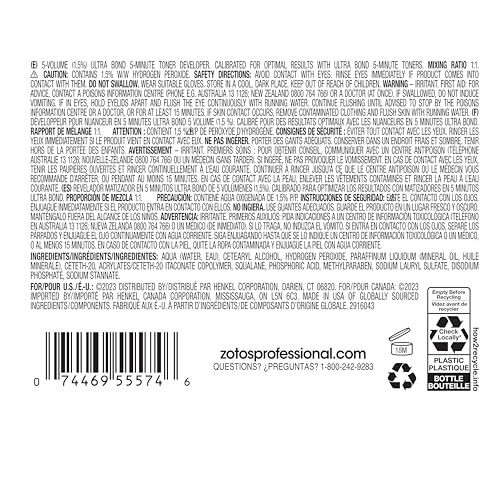 AGEbeautiful 5 Volume Crème Hair Developer with Ultra Bond | For 5-Min Toners, Lightening & Highlights | Strengthens & Protects | 4 Fl Oz