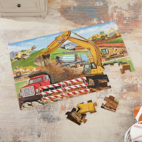 Melissa & Doug Building Site Floor Puzzle – 48-Piece Jumbo Jigsaw, Educational Screen-Free Activity for Toddlers & Kids 3+, 2x3 ft, FSC Certifie