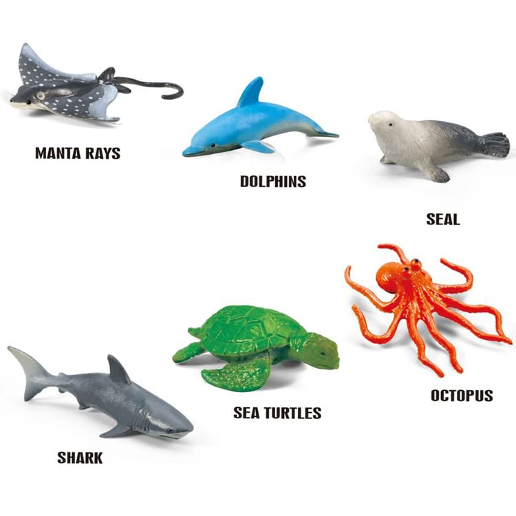 Boat Submarine Toy Shark Car Vehicle Toy W/ 6 Sea Animals and Storage Toys for 3, 4, 5, 6 7 Year Old Kids Boys Girls