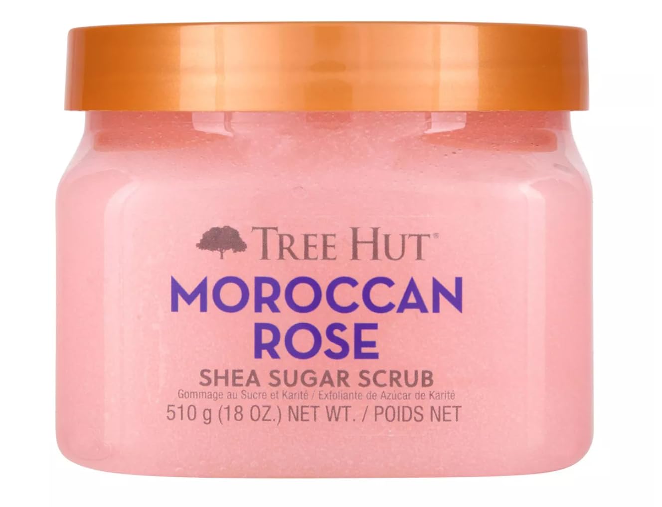 Tree Hut Moroccan Rose Shea Sugar Scrub – Exfoliating & Hydrating Body Scrub with Shea Butter & Essential Oils, Smooth Soft Skin, 18 oz