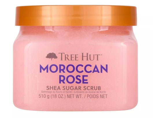 Tree Hut Moroccan Rose Shea Sugar Scrub – Exfoliating & Hydrating Body Scrub with Shea Butter & Essential Oils, Smooth Soft Skin, 18 oz