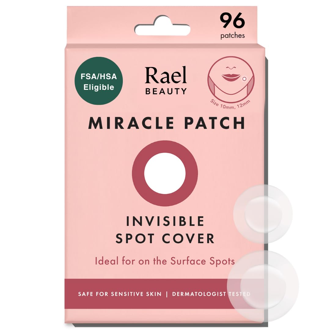 Rael Miracle Invisible Pimple Patches - Hydrocolloid Acne Spot Cover for Breakouts, Absorbs Zits & Blemishes, Korean Skincare, 2 Sizes, 96 Ct