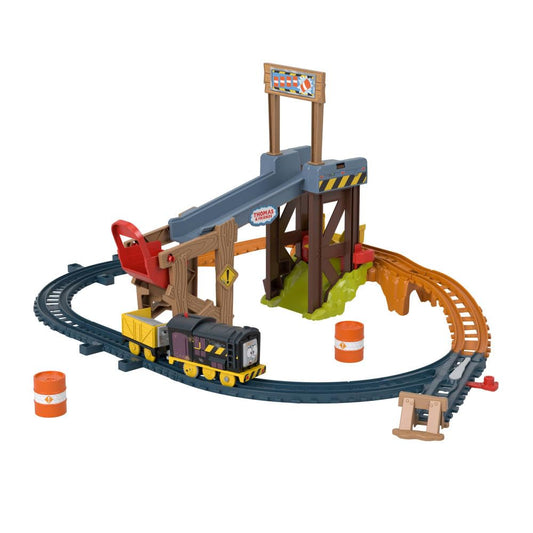 Thomas & Friends Motorized Toy Train Set Diesel’s Lift & Load Construction with Track & Cargo for Preschool Kids Ages 3+ Years