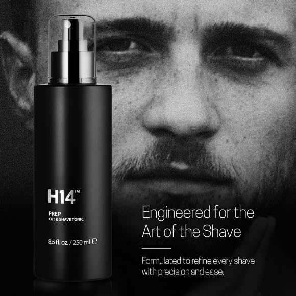 H14 PREP Cut & Shave Tonic for Men – Pre-Shave & Haircut Spray with Panthenol & Glycerin, 8.5 fl oz / 250 ml – Soothes Skin & Reduces Razor Burn