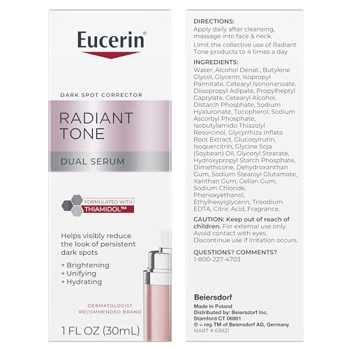 Eucerin Radiant Tone Dual Serum – Dark Spot Corrector with Thiamidol & Hyaluronic Acid, Reduces Persistent Dark Spots, 1 fl. oz.
