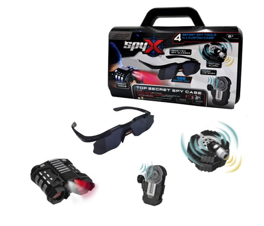 SpyX Top Secret Spy Case, Junior Secret Agent Kit with Night Vision, Motion Alarm, Spy Glasses, Ages 6-12