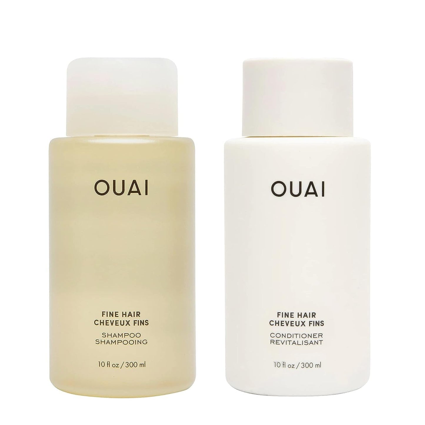 OUAI Fine Shampoo & Conditioner Set – Sulfate Free Hair Care for Women & Men with Keratin, Shea Butter, Avocado Oil & Marshmallow Root – 10 Fl Oz