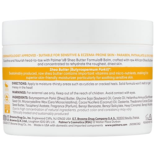 Palmer's Shea Butter Formula Raw African Shea Butter Balm, Nourishing Body Moisturizer for Rough, Dry Skin, 7.25 Ounces