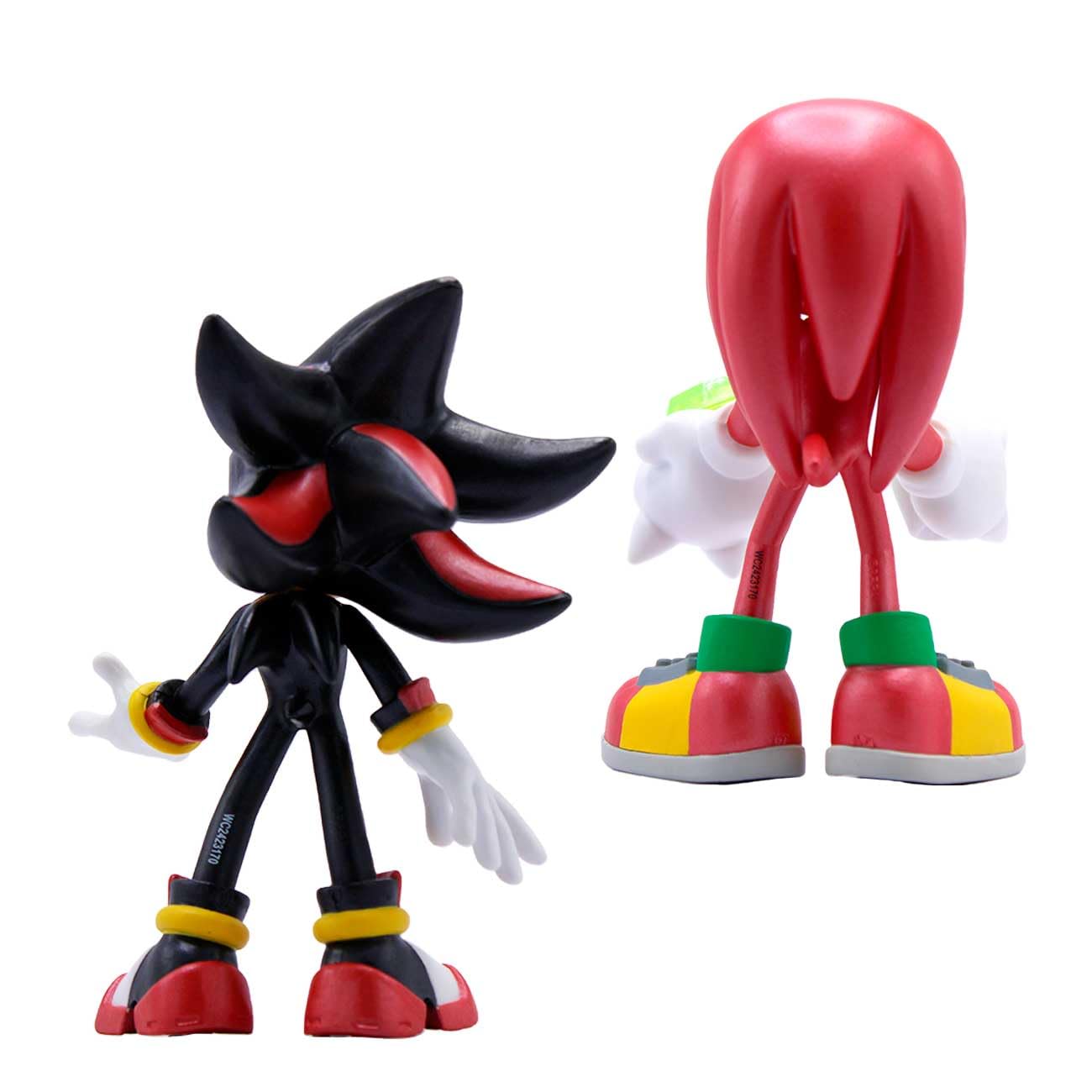 Official Sonic The Hedgehog Metallic Knuckles & Shadow 4″ Action Figures – Buildable, Interchangeable Arms & Accessories, Collector Window Box