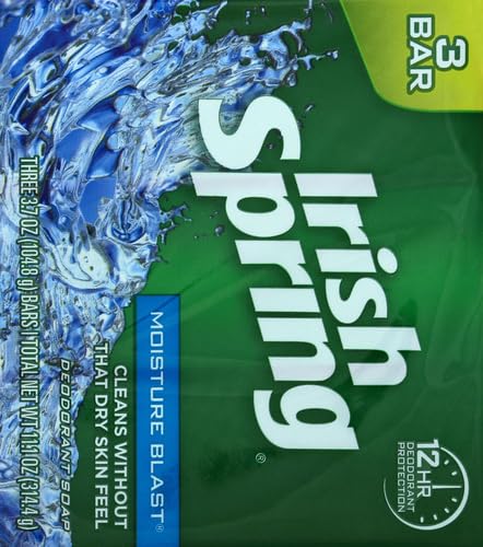 Irish Spring Deodorant Soap, Moisture Blast, 3.7 Ounce (Pack of 3)