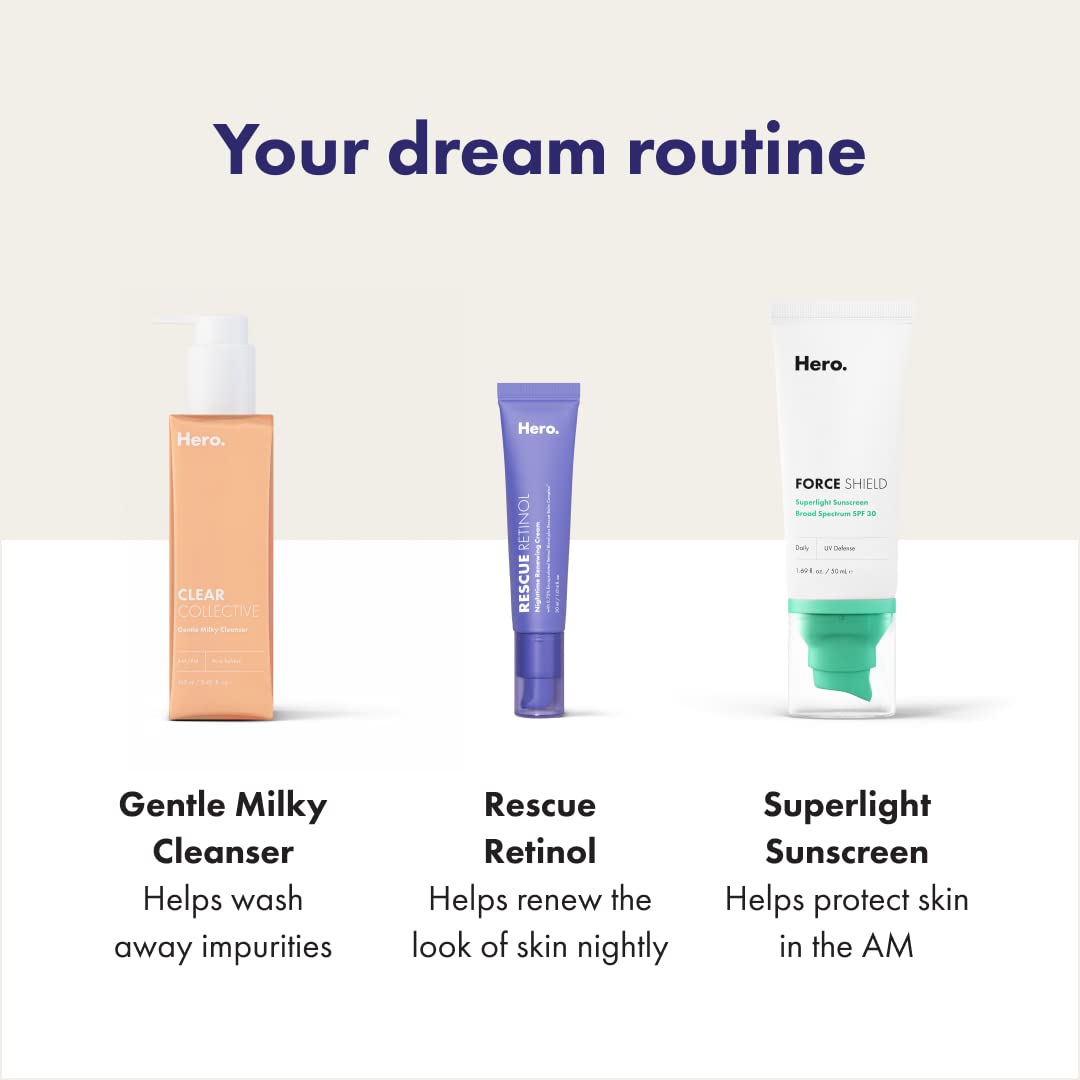 Rescue Retinol Night Cream - Smooths Texture & Fades Post-Blemish Marks, Gentle Non-Drying Retinol for Sensitive Skin, 30ml