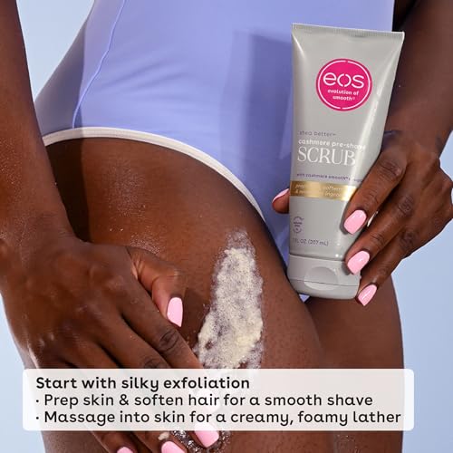 eos Cashmere Skin Collection Pre-Shave Scrub- Vanilla Cashmere Scented, Exfoliating Body Scrub, 7 fl oz