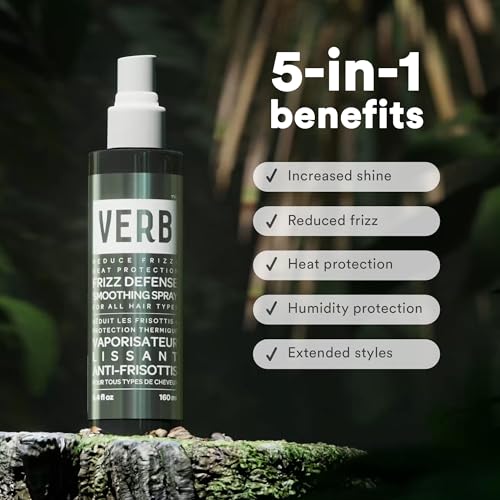 VERB Frizz Defense Smoothing Spray 5.4 fl oz | Anti-Frizz & Heat Protectant for Sleek Blowouts | Paraben-Free, Sulfate-Free, For All Hair Types