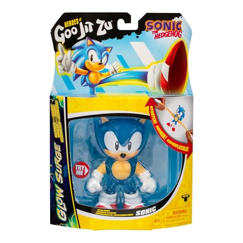 Heroes of Goo Jit Zu Sonic The Hedgehog – Speed Surge Sonic with Glow Surge Powers, Squishy & Stretchy Toy, Expands 3x Size