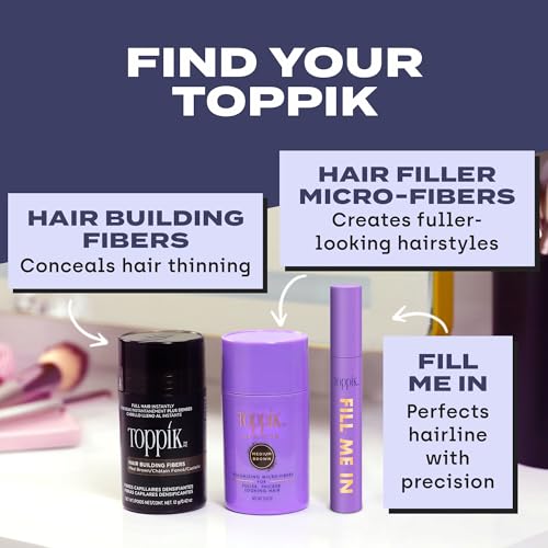 Toppik Fill Me In Hairline Filler, Hair Color Root Touchup, Hair Fibers Wand, Fills In Thinning Hairline, Hair Styling Product, 0.176 oz (5 g), Black