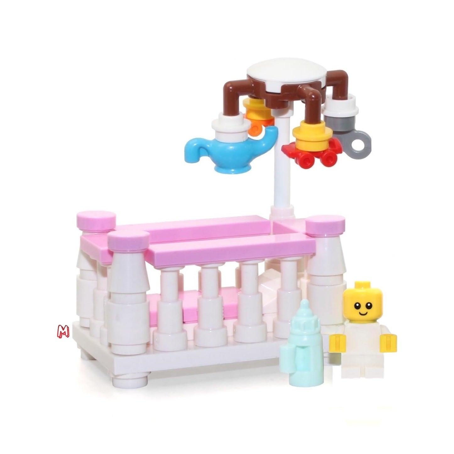 LEGO Baby MiniFigure in Girl Crib (with Spinning Mobile) Very Cute