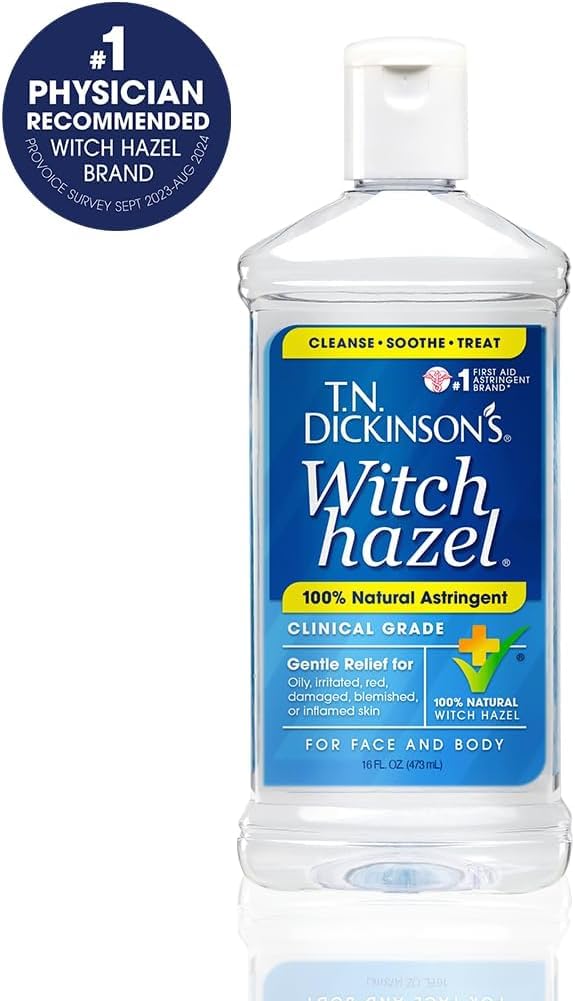T.N. Dickinson's Witch Hazel 100% Natural Astringent, Fragrance-Free, Cleanses & Soothes Face & Body, Clinical Grade, 8 fl oz