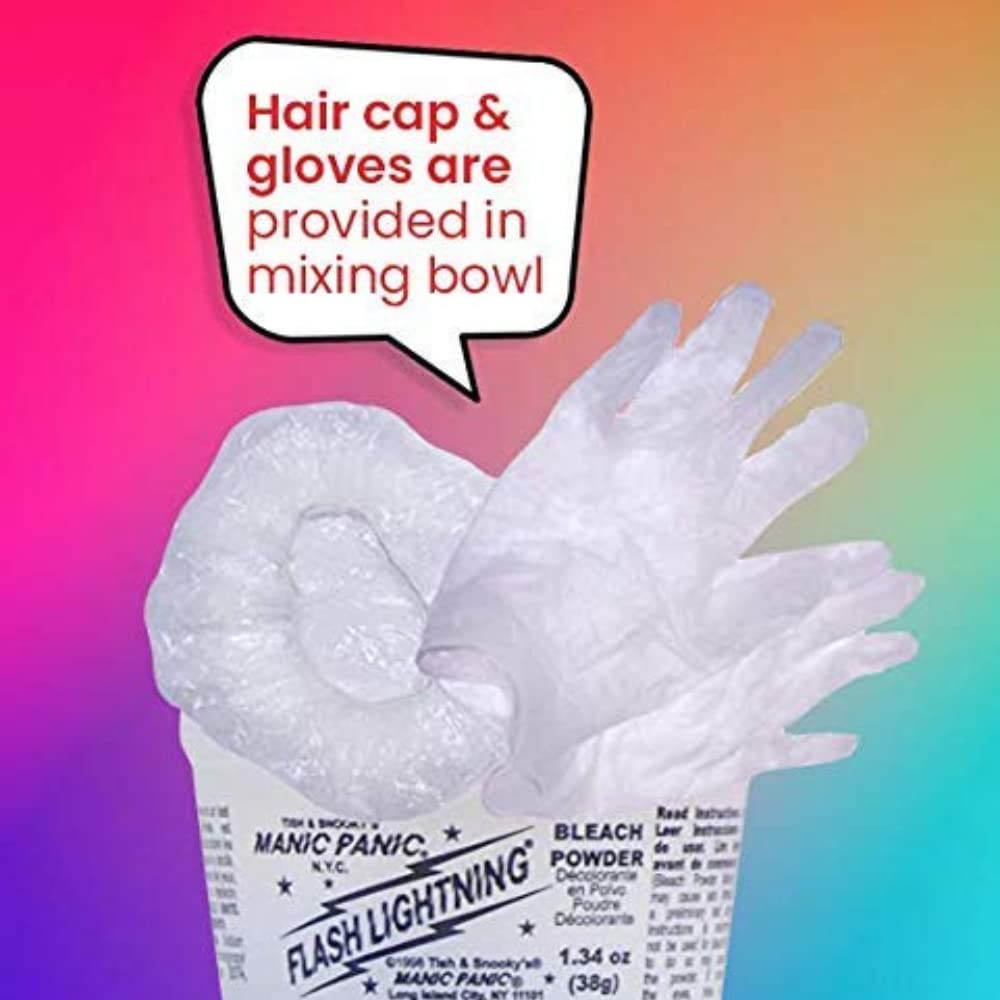 MANIC PANIC Flash Lightning Super Strength Hair Bleach Kit – 40 Volume Developer & Powder Lightener for Dark Hair, Lifts Up to 7 Levels, Vegan & Cruelty-Free