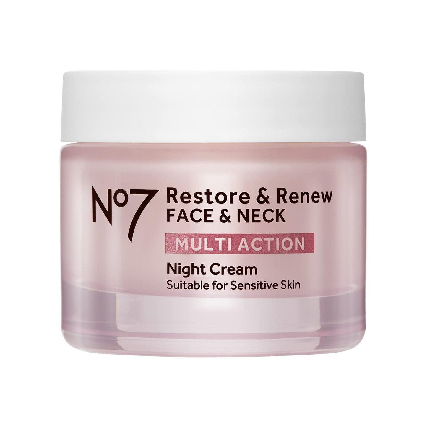 No7 Restore & Renew Multi-Action Night Cream for Face & Neck – Anti-Aging Moisturizer with Collagen, Hyaluronic Acid & Ceramides, 1.69 oz
