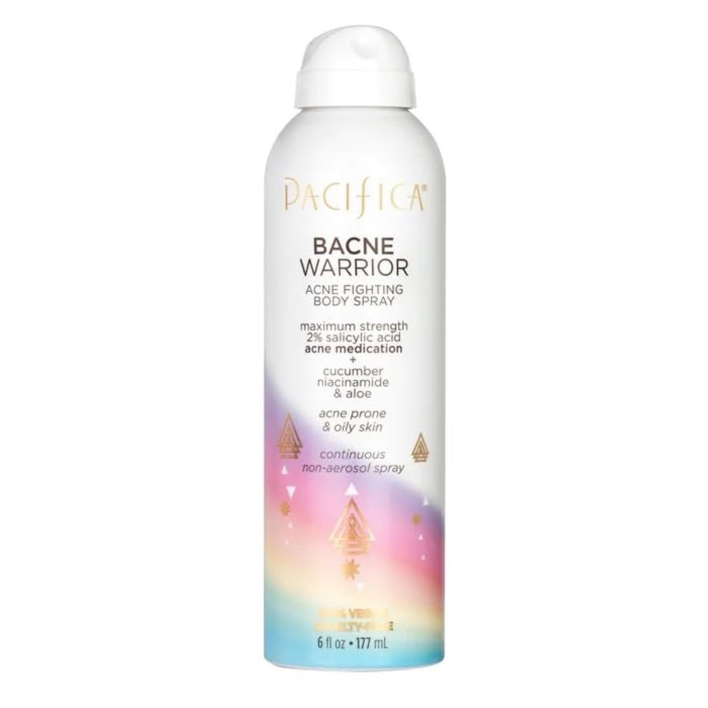 Pacifica Bacne Warrior Spray – 2% Salicylic Acid, Niacinamide & Aloe for Back, Chest & Body Acne – Dermatologist Tested, 6 Fl Oz