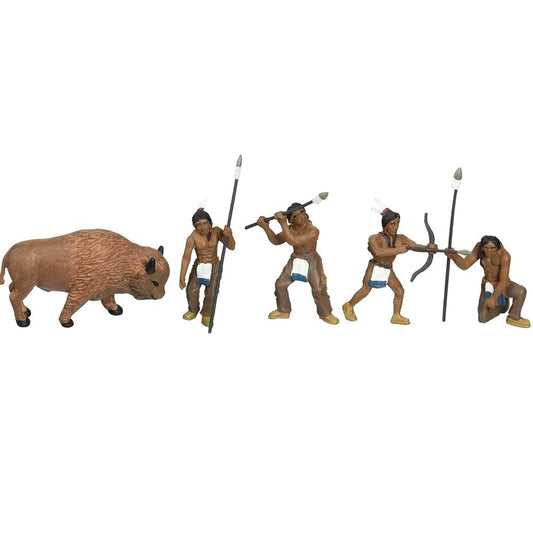 Woodland Scenics SP4444 1.5-Inch Scene Setters Figurine, Natives/Buffalo, 5/Pack