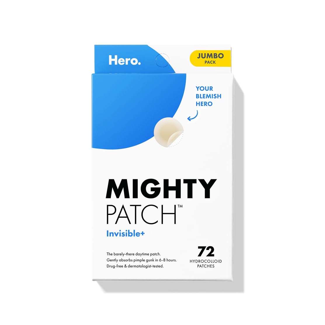 Mighty Patch™ Invisible+ Daytime Hydrocolloid Acne Patch – Covers Zits & Blemishes, Skin-Blending Tapered Edges, 72ct