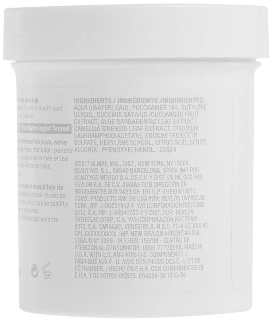 Almay Oil-Free Gentle Eye Makeup Remover Pads, Hypoallergenic, Micellar, Fragrance-Free, Cruelty-Free, Ophthalmologist Tested, 80ct