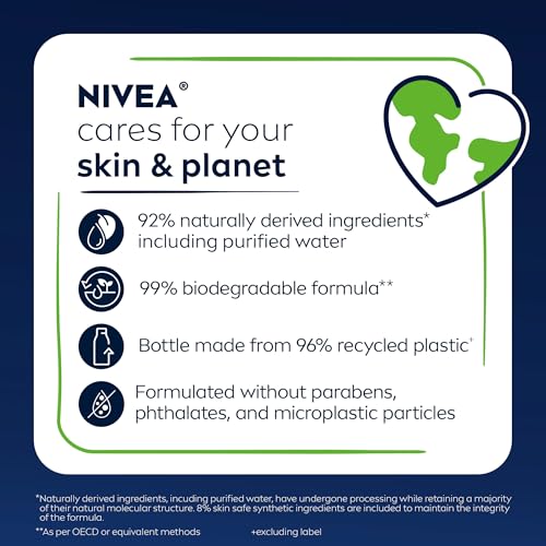 Nivea Men 3-in-1 Maximum Hydration Body Wash for Dry Skin, Aloe Vera, Face, Hair & Body, Paraben-Free, Vegan, 16.9oz, Pack of 3