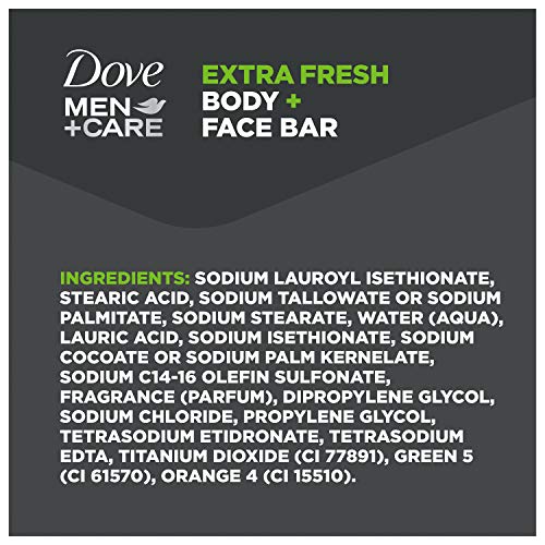 DOVE MEN+CARE 3-in-1 Bar Cleanser for Body, Face & Shaving, Extra Fresh, Moisturizing Soap Alternative, 3.75oz, Pack of 8