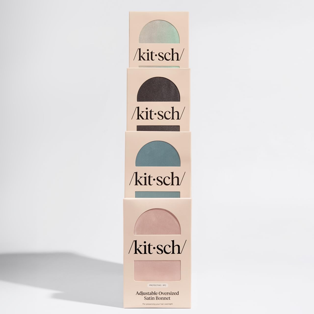 Kitsch XL Satin Sleep Bonnet for Women – Adjustable Night Cap for Curly, Textured Hair – Prevents Breakage, Frizz & Tangles – Haze Blue