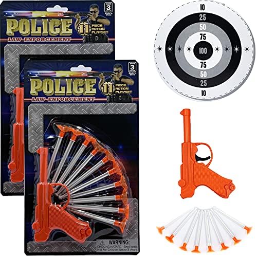 Detective Set, 10 Suction Cup Bullets with A Plastic Pistol, 11 Piece Set (Set of 2) - Orange