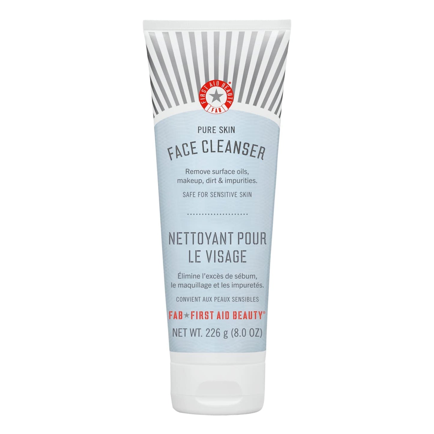 First Aid Beauty Pure Skin Face Cleanser – Gentle, Fragrance-Free, Removes Makeup & Impurities, Softens & Soothes Sensitive Skin, 8 oz
