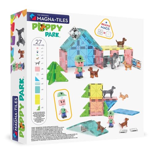 MAGNA-TILES Puppy Park 27-Piece Magnetic Construction Set, The Original Magnetic Building Brand