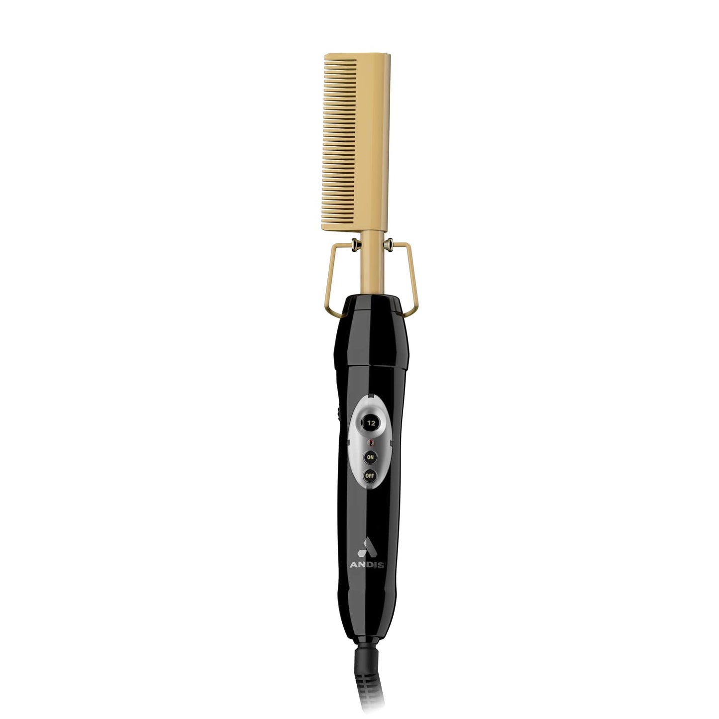 Andis 38335 Professional Ceramic Press Comb – 450°F High Heat Hair Straightener with Dual Voltage, 20 Heat Settings & Auto Shut-Off, Gold